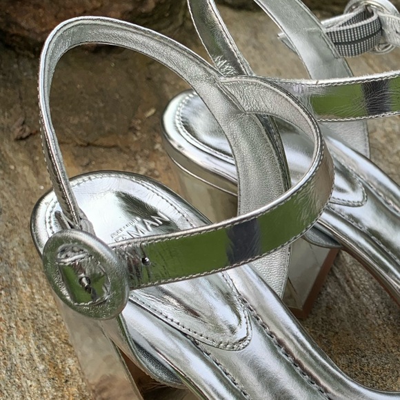 New In Box! Alexandre Birman Clarita 75 Flare Mettalic Silver Sandal 37.5 - Picture 6 of 15